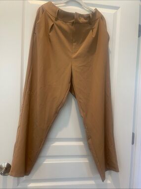 HALARA High-Waist Wide-Leg Trousers in Camel Brown